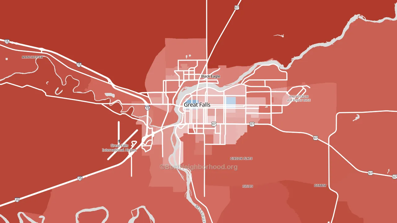 Great Falls, MT block-group political-lean map