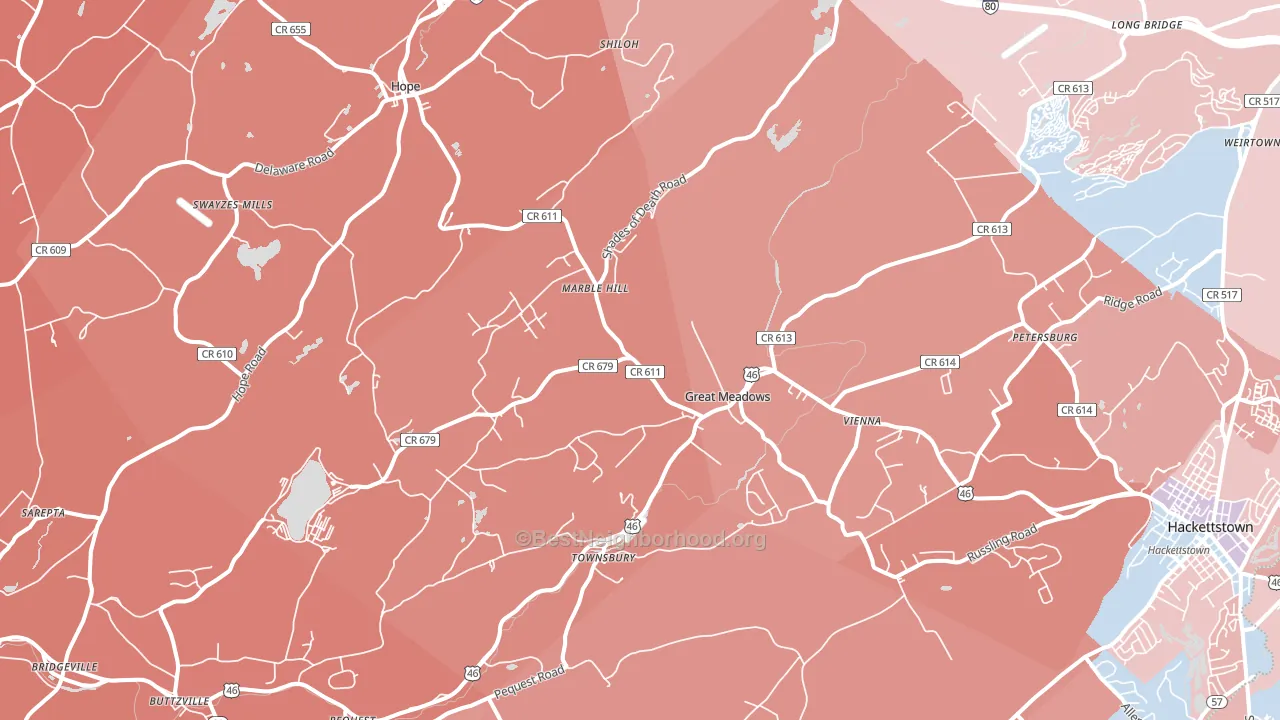 Great Meadows, NJ block-group political-lean map