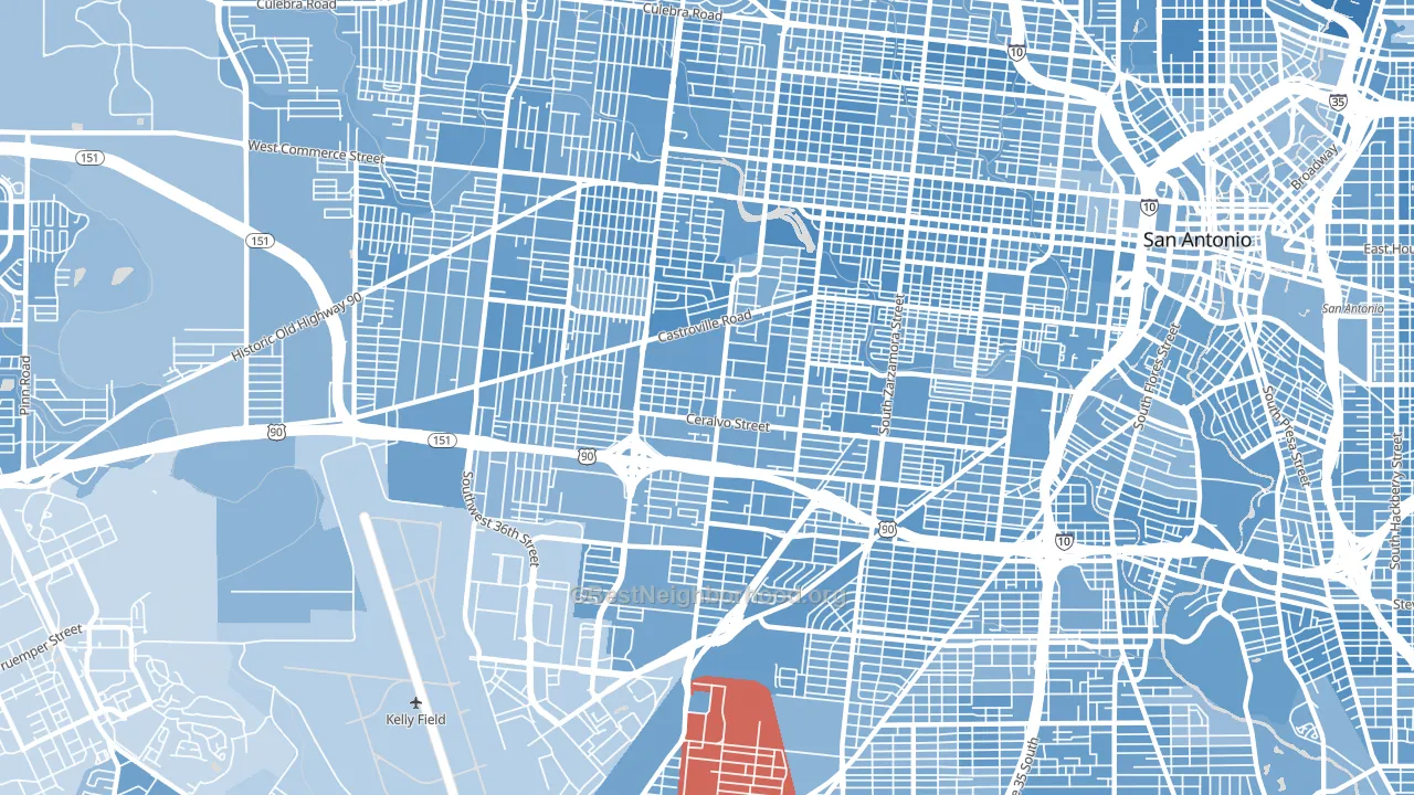 Greater Gardendale, San Antonio, TX block-group political-lean map