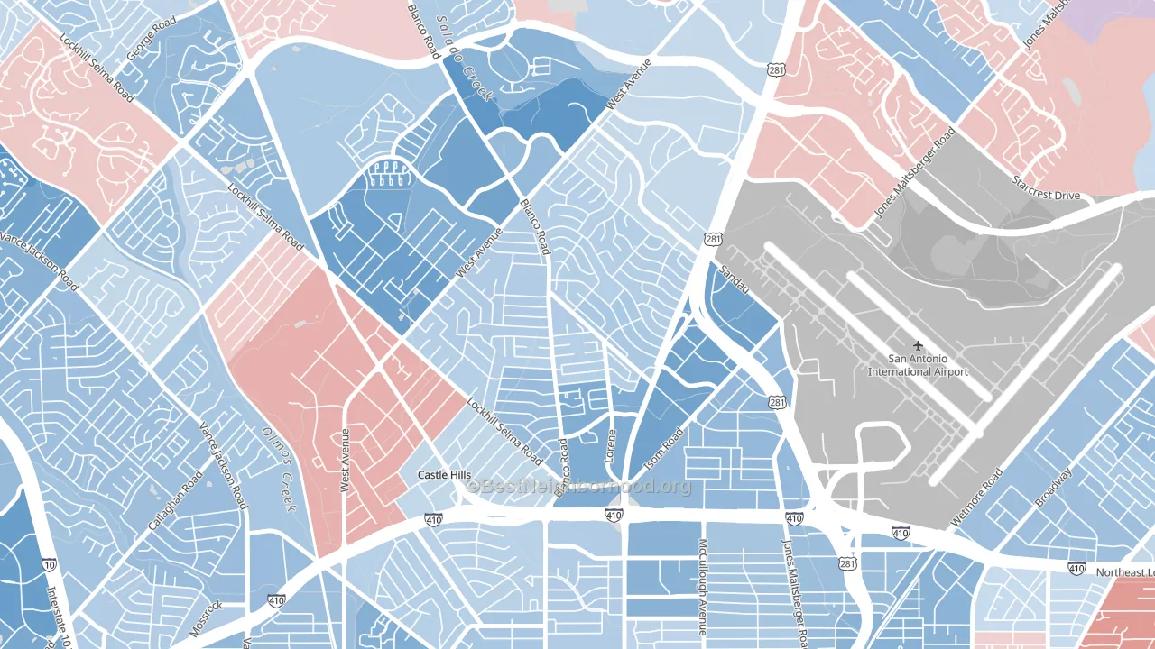 Greater Harmony Hills, San Antonio, TX block-group political-lean map