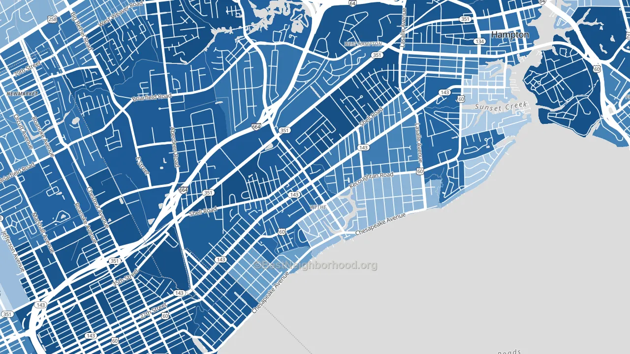 Greater Wythe, Hampton, VA block-group political-lean map