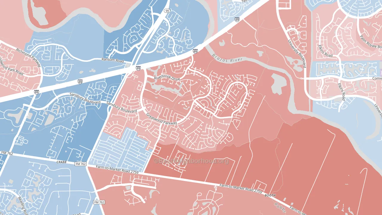 Greatwood, TX block-group political-lean map