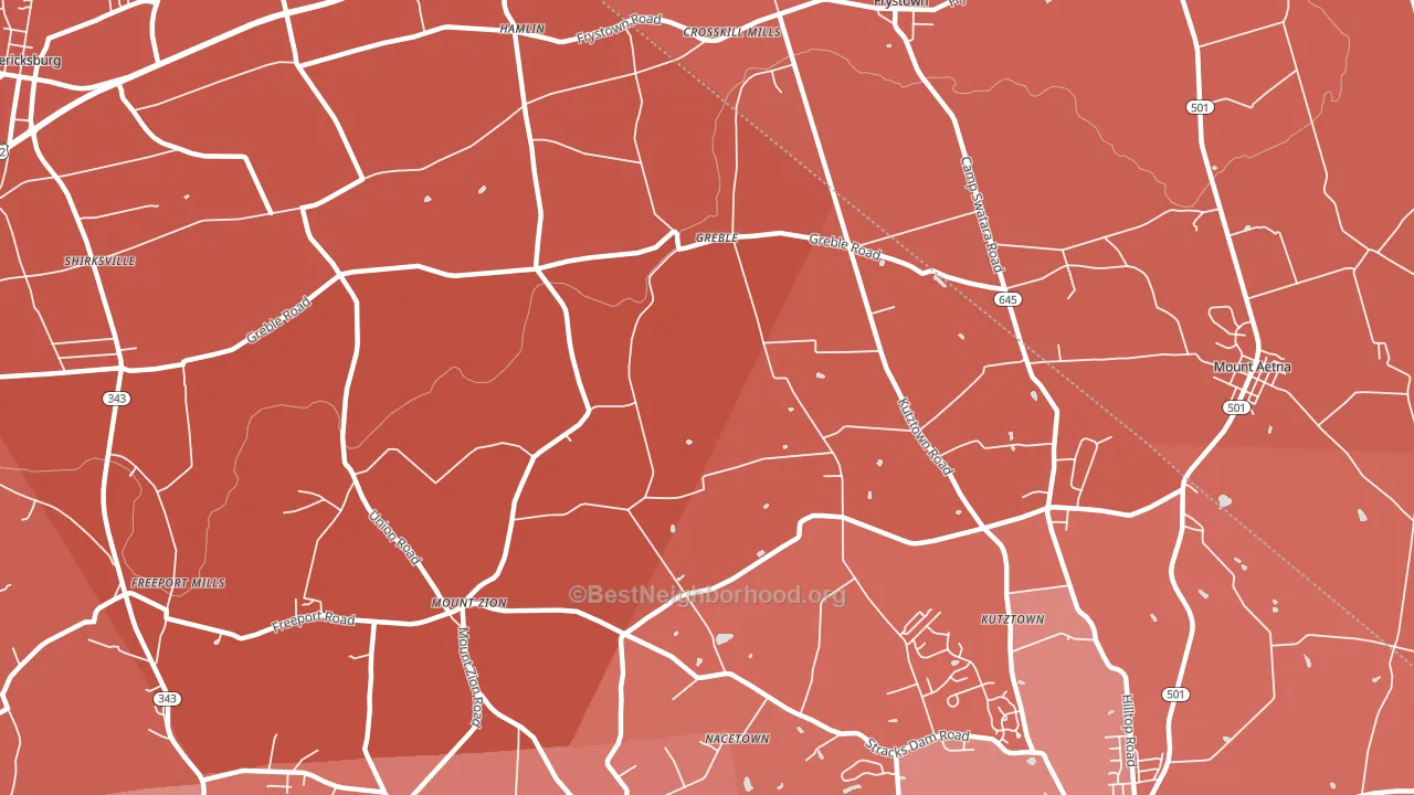 Greble, PA block-group political-lean map