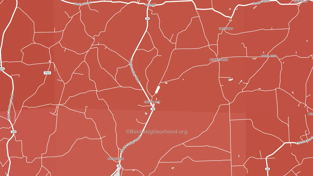 Greece City, PA block-group political-lean map