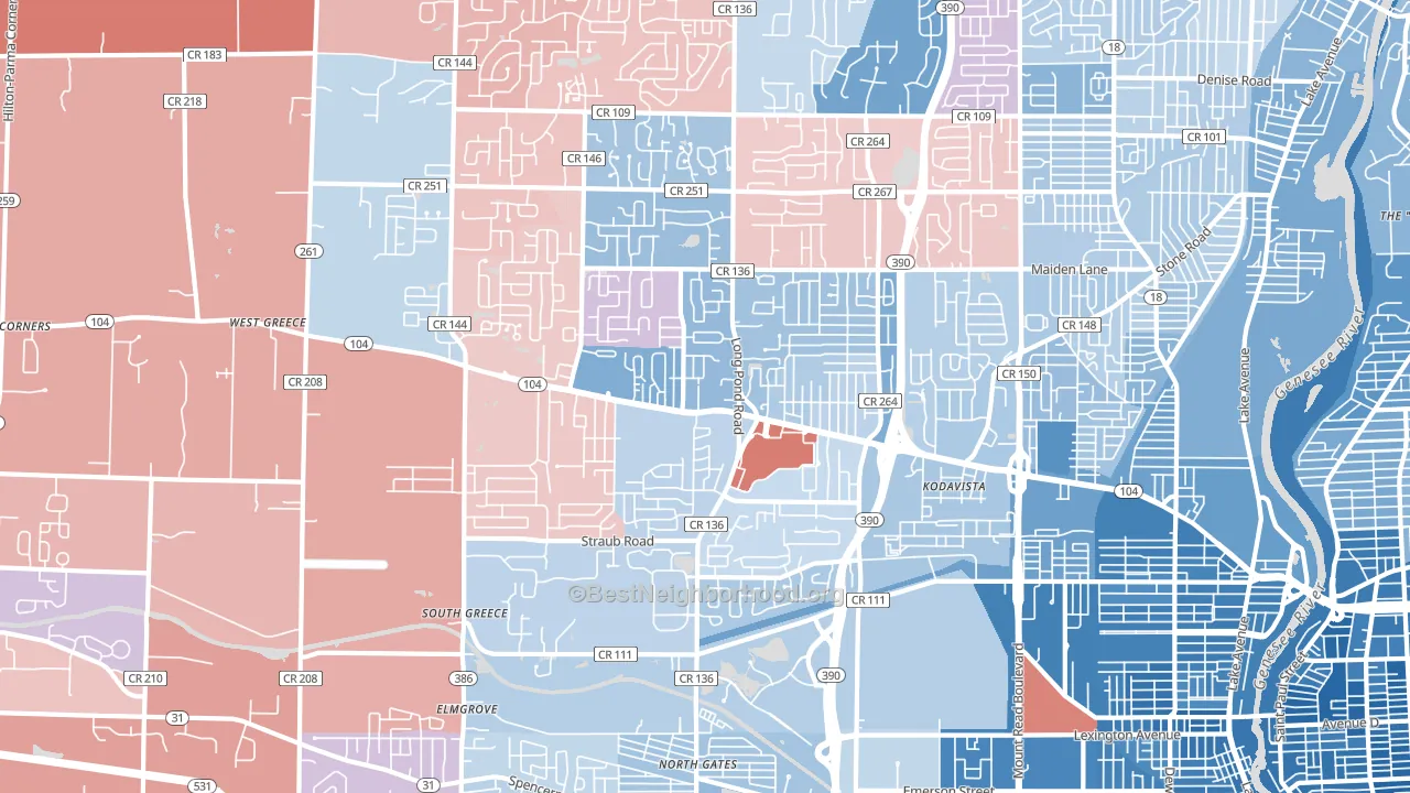 Greece, NY block-group political-lean map