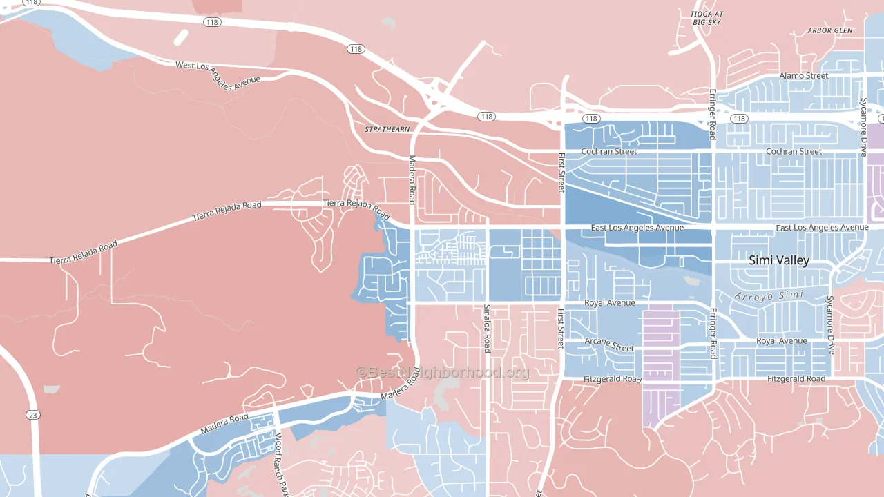 Greek Track, Simi Valley, CA block-group political-lean map