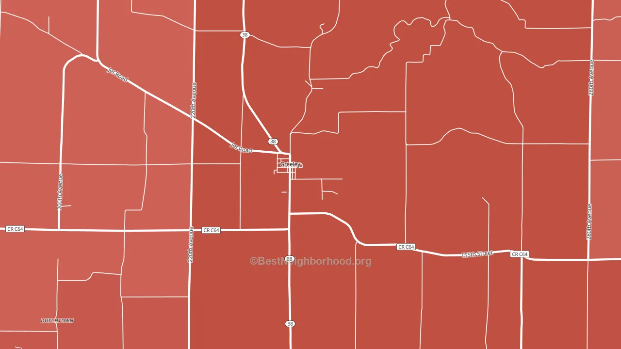 Greeley, IA block-group political-lean map
