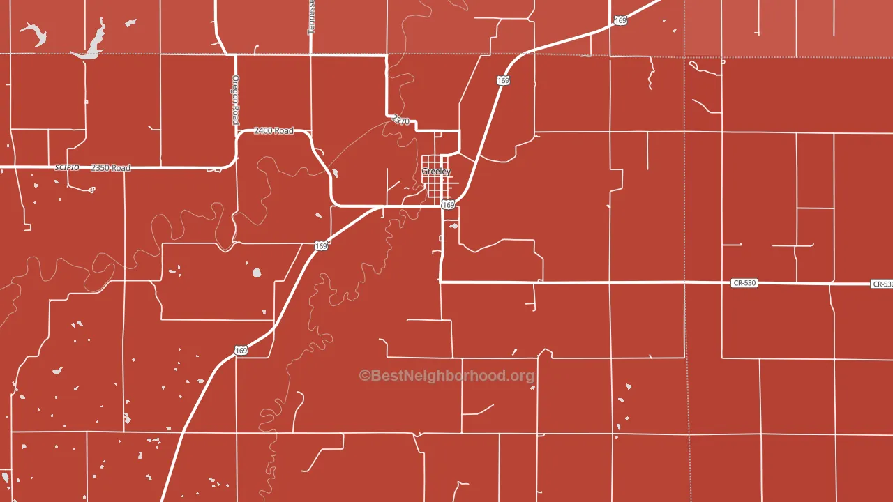 Greeley, KS block-group political-lean map