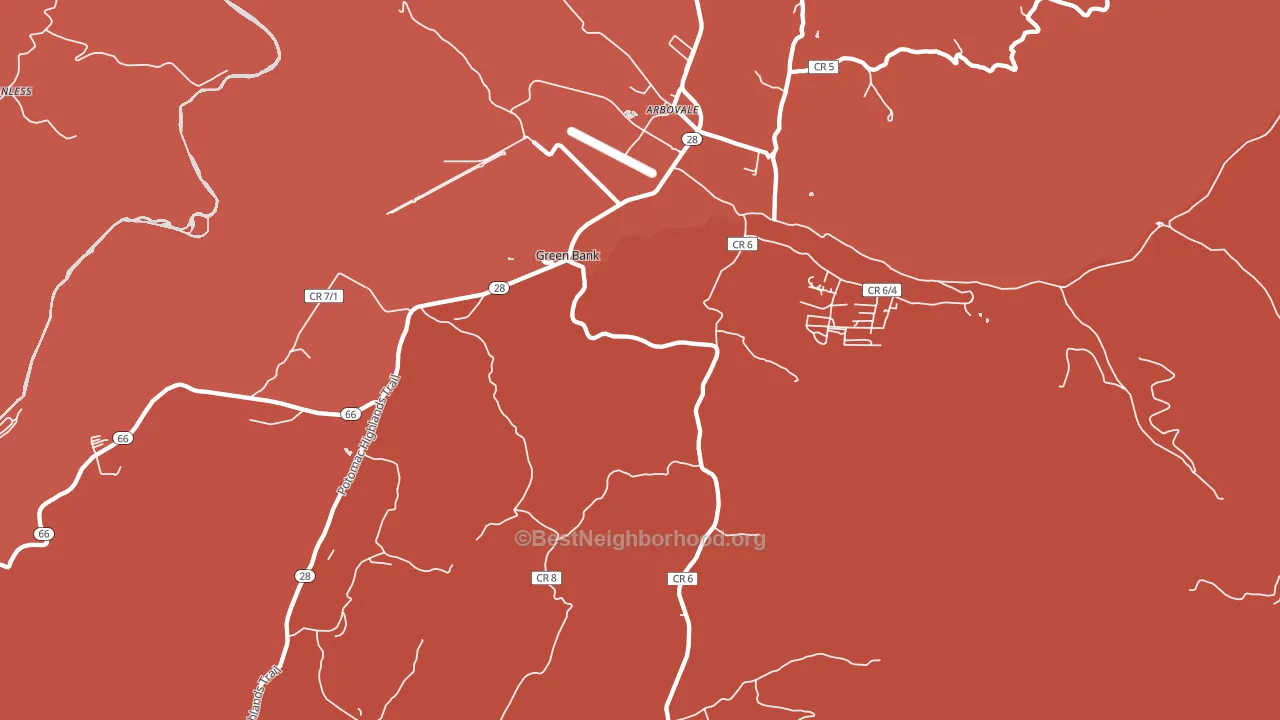 Green Bank, WV block-group political-lean map
