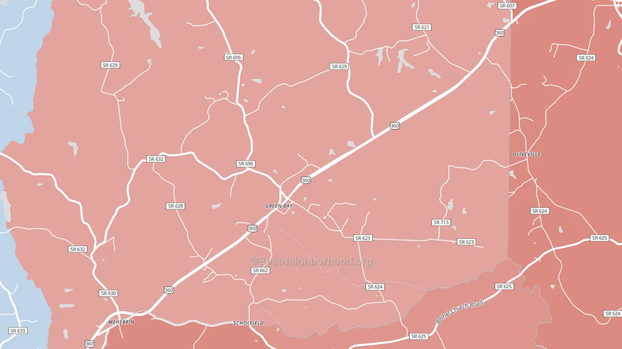 Green Bay, VA block-group political-lean map