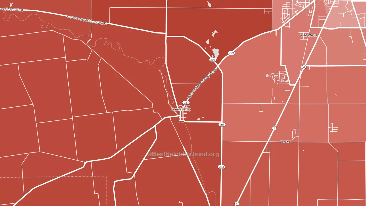 Green Camp, OH block-group political-lean map