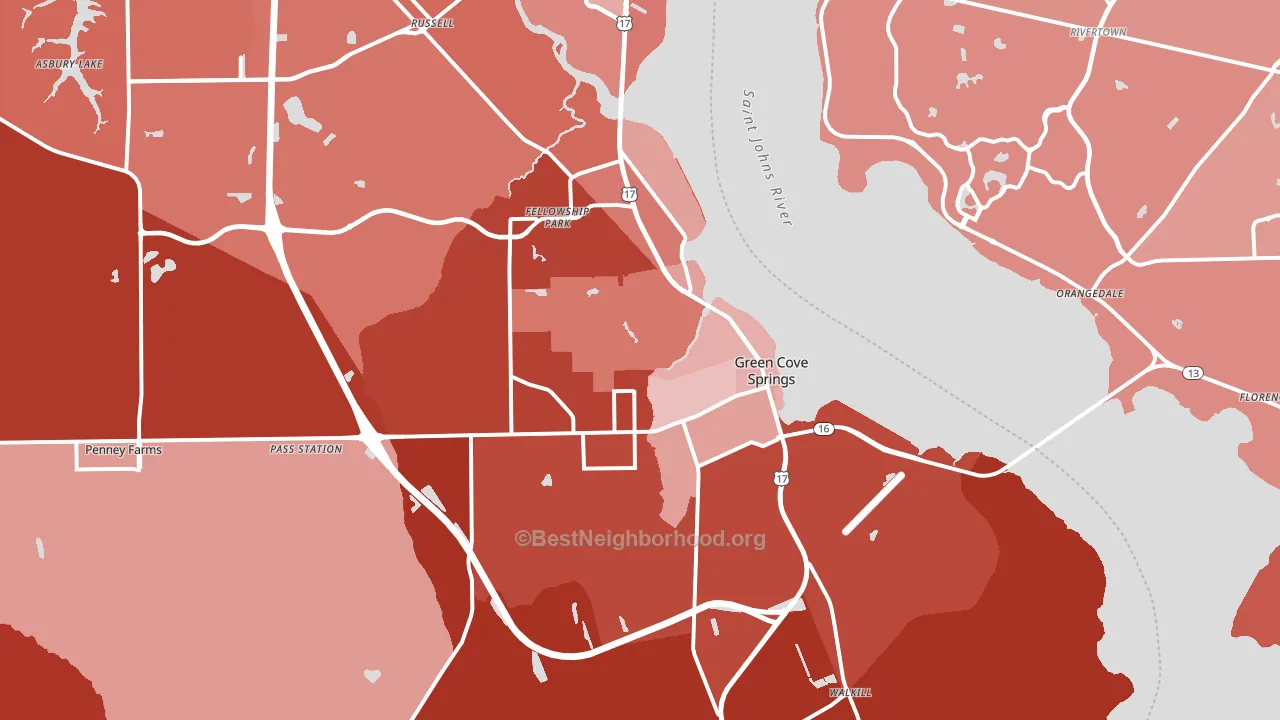 Green Cove Springs, FL block-group political-lean map