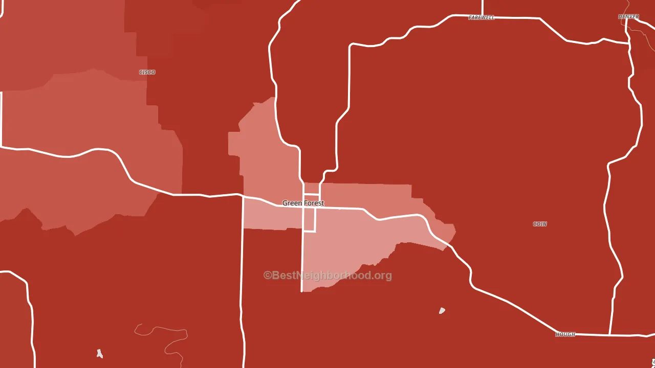 Green Forest, AR block-group political-lean map