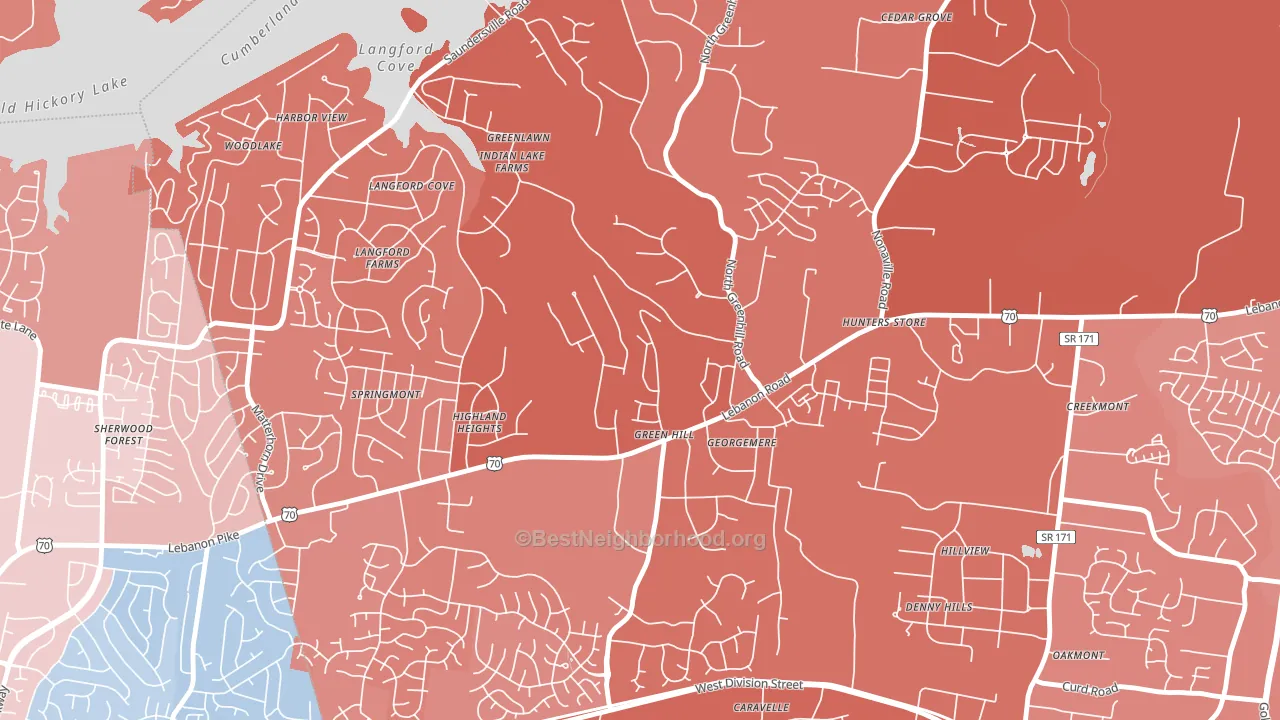 Green Hill, TN block-group political-lean map