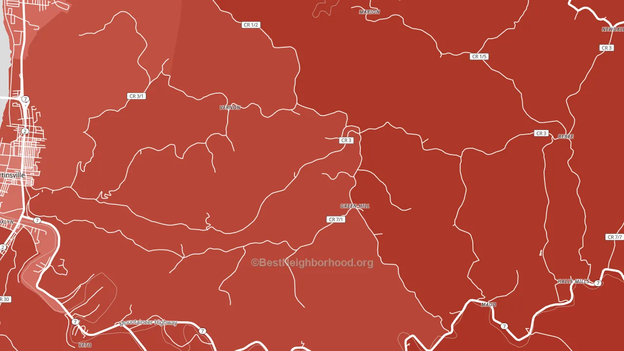 Green Hill, WV block-group political-lean map