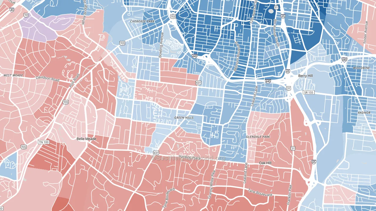 Green Hills, Nashville, TN block-group political-lean map