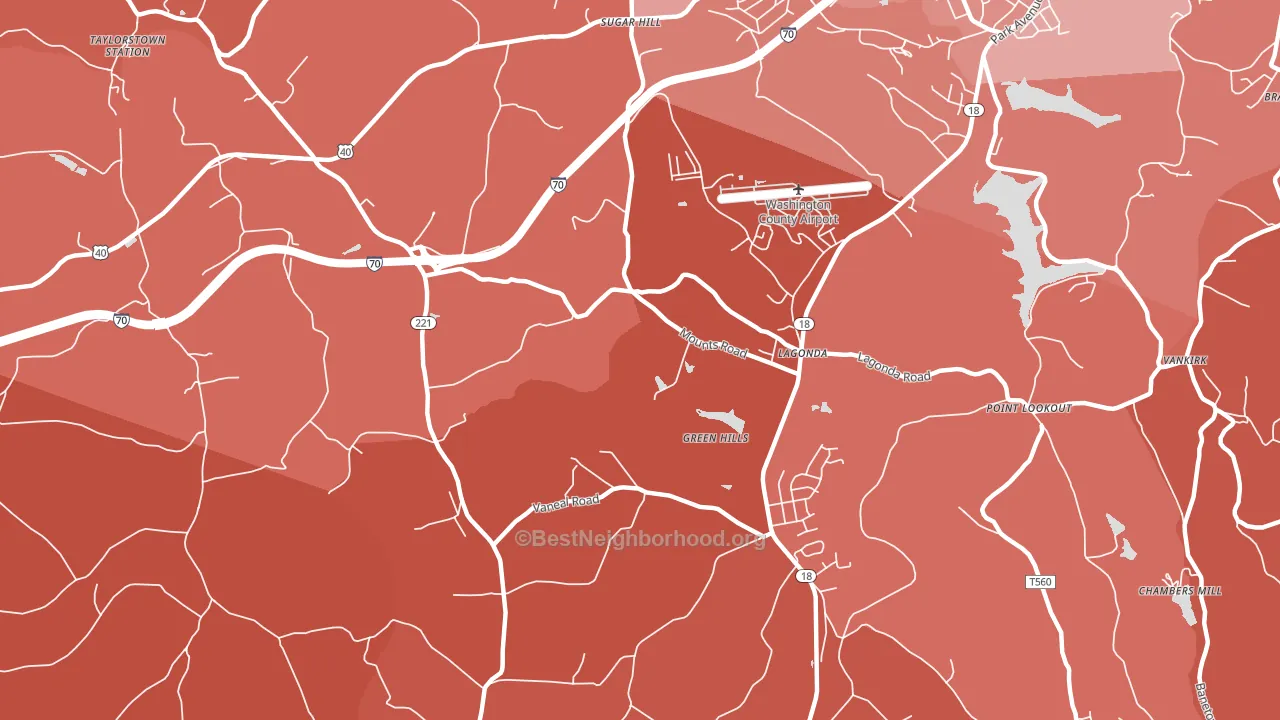 Green Hills, PA block-group political-lean map