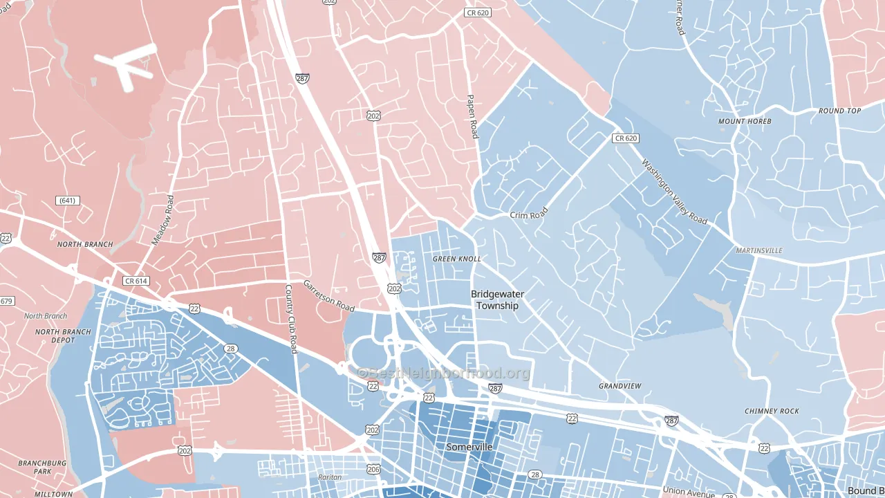 Green Knoll, NJ block-group political-lean map