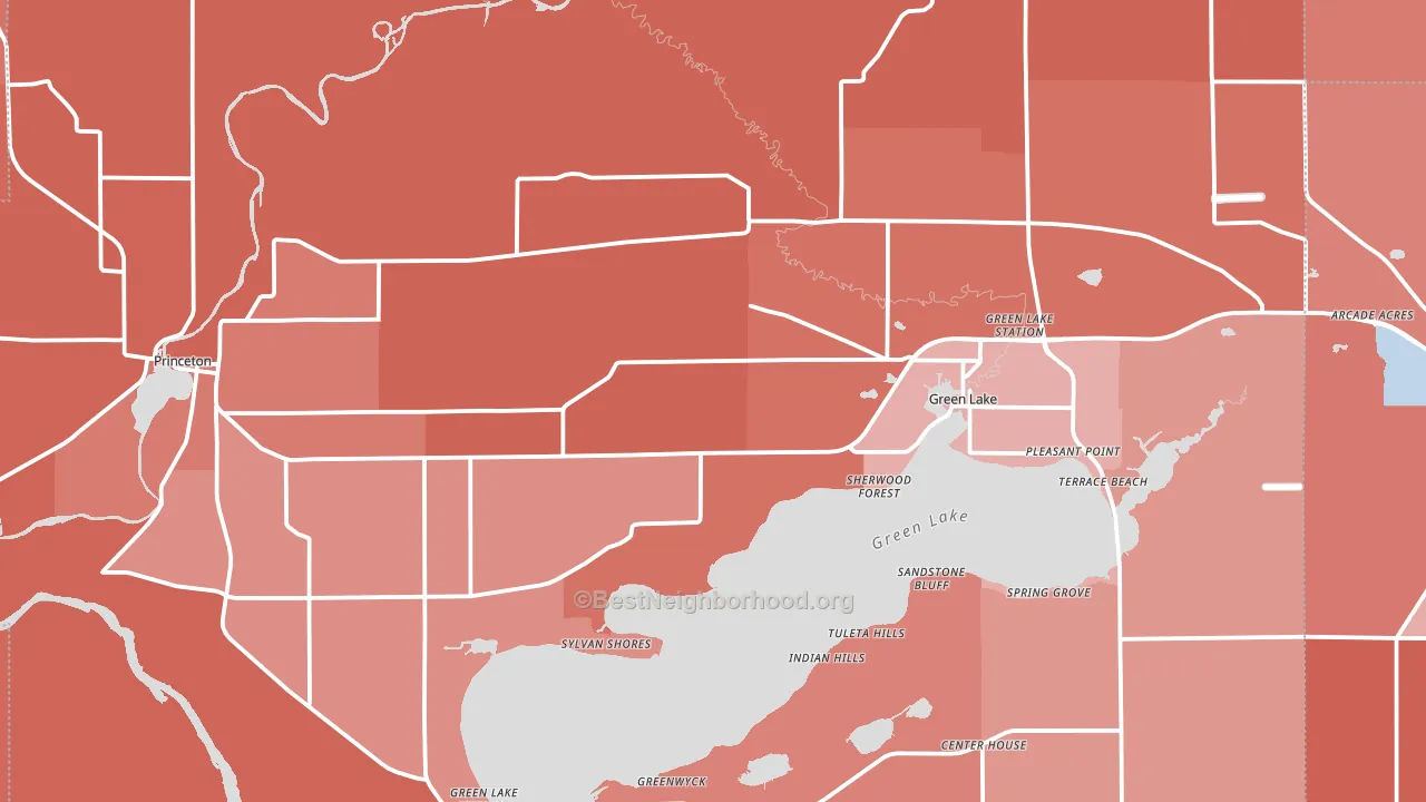 Green Lake County, WI block-group political-lean map