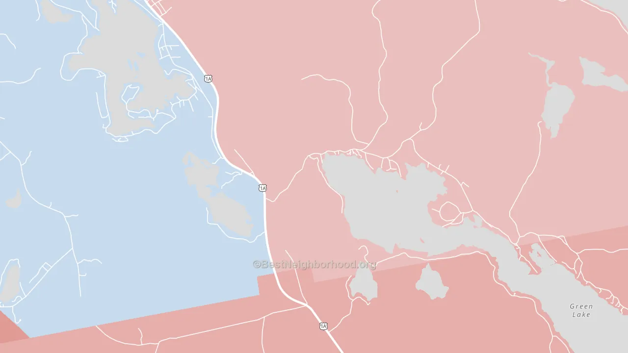 Green Lake, ME block-group political-lean map