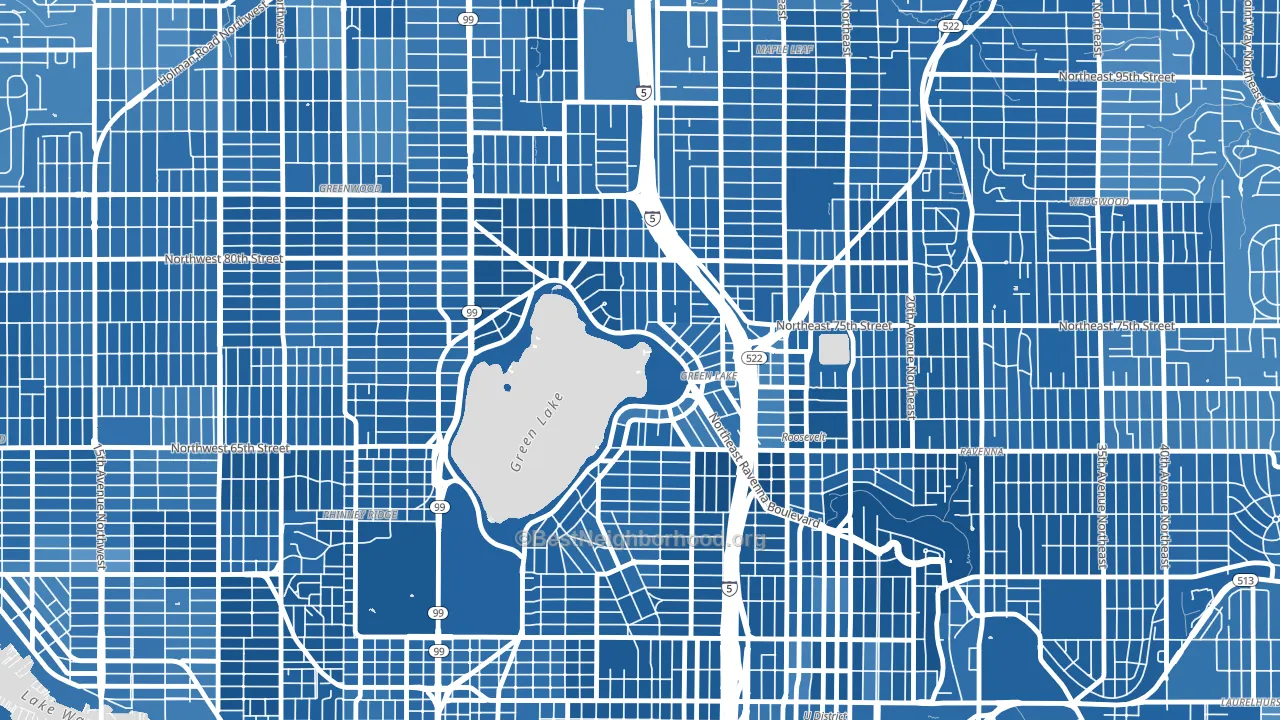 Green Lake, Seattle, WA block-group political-lean map