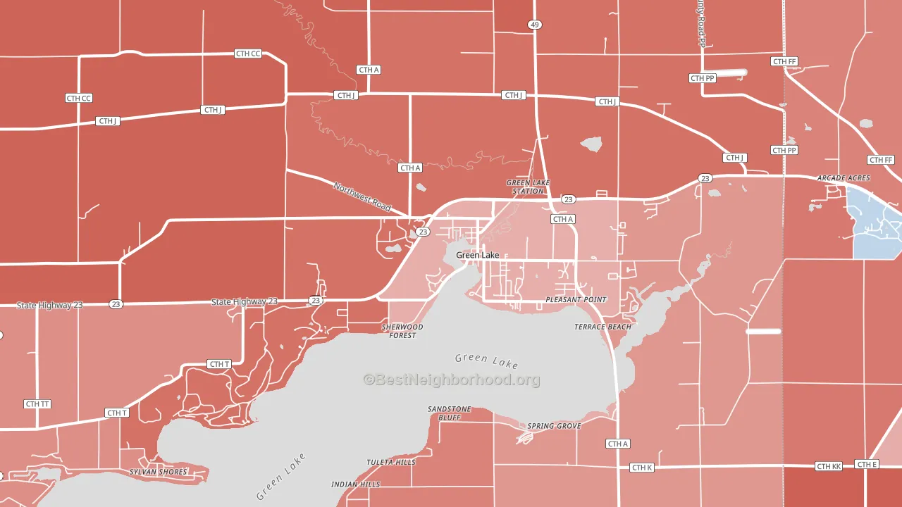 Green Lake, WI block-group political-lean map