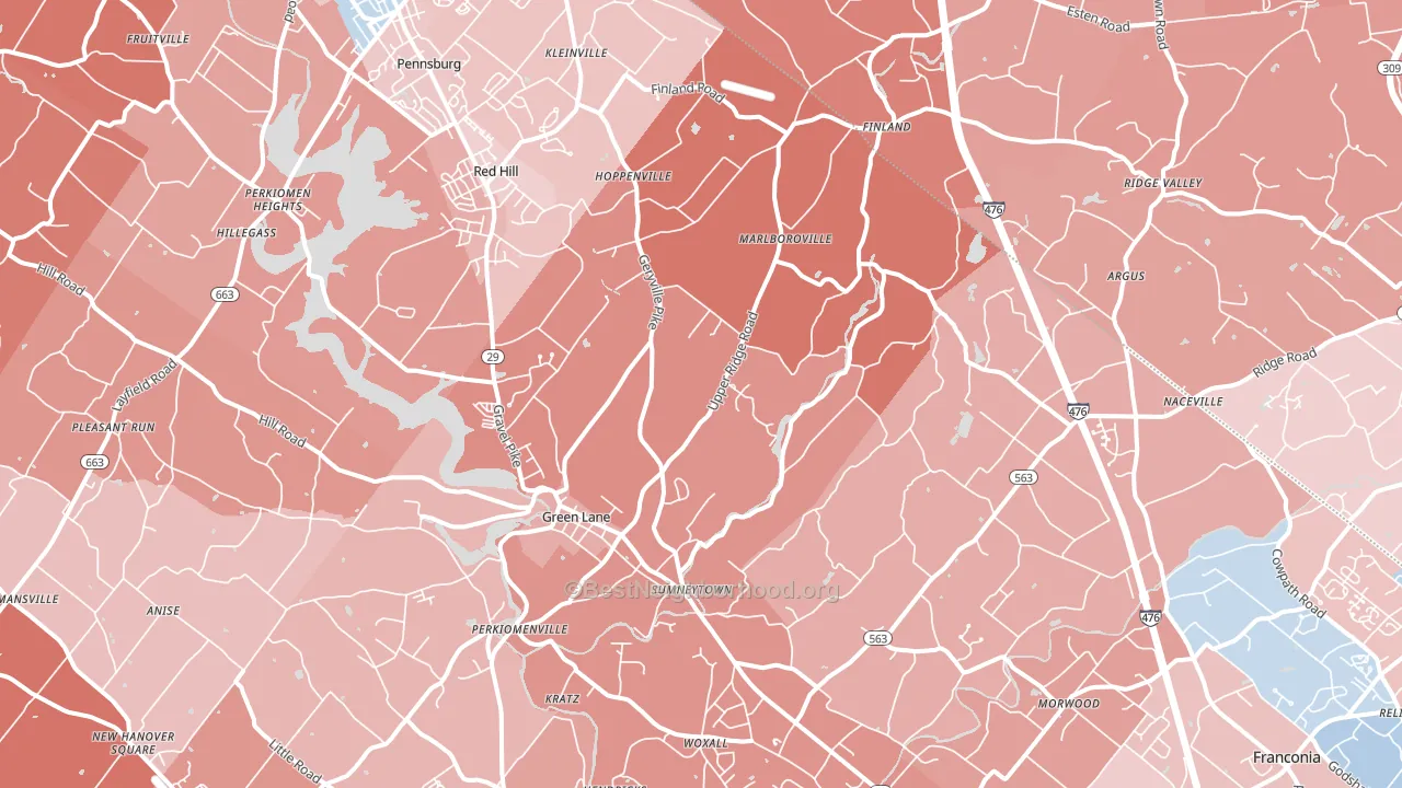 Green Lane, PA block-group political-lean map