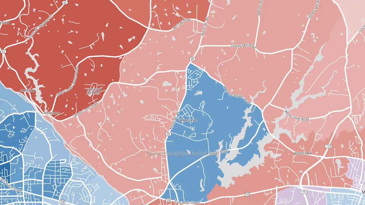 Green Level, NC block-group political-lean map
