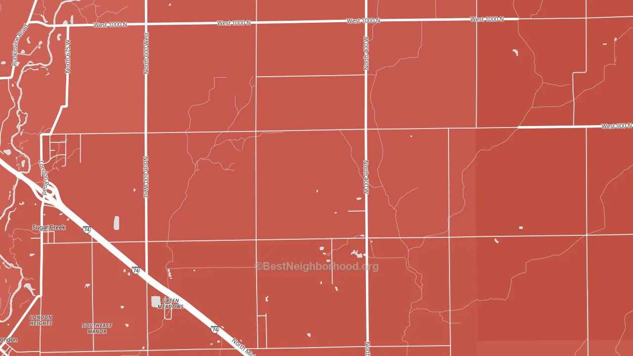 Green Meadows, IN block-group political-lean map