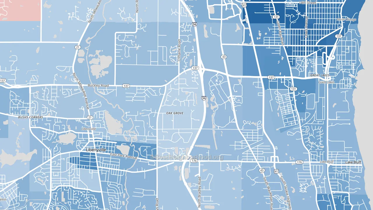 Green Oaks, IL block-group political-lean map
