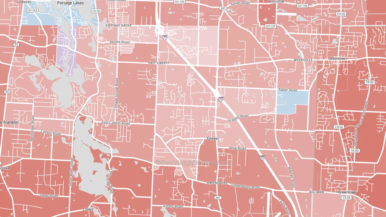 Green, OH block-group political-lean map