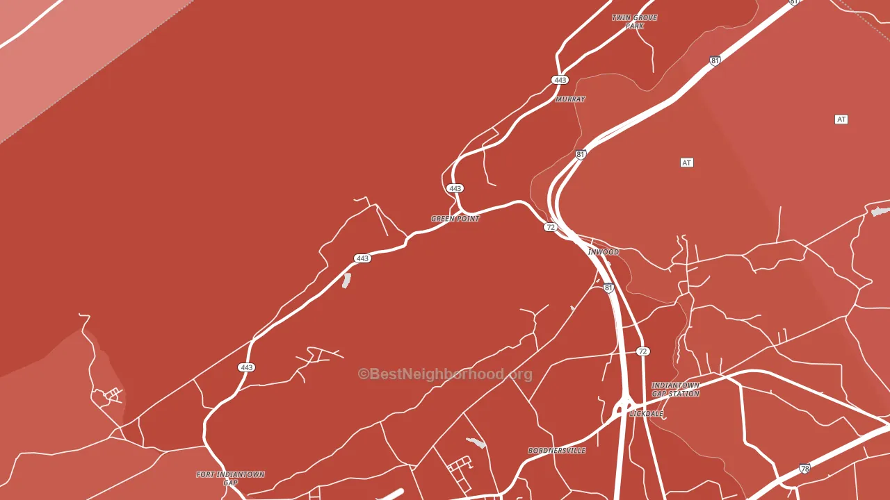 Green Point, PA block-group political-lean map