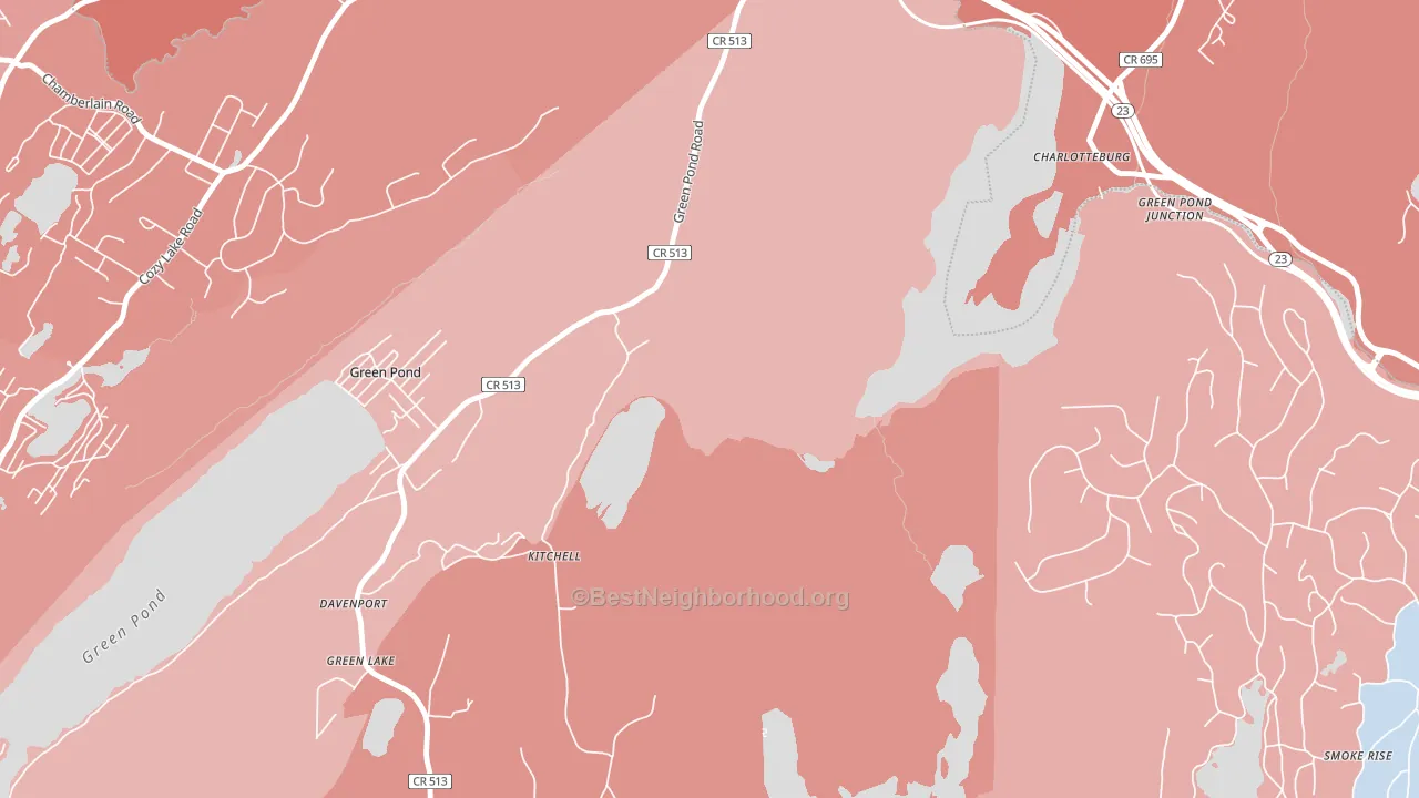 Green Pond, NJ block-group political-lean map