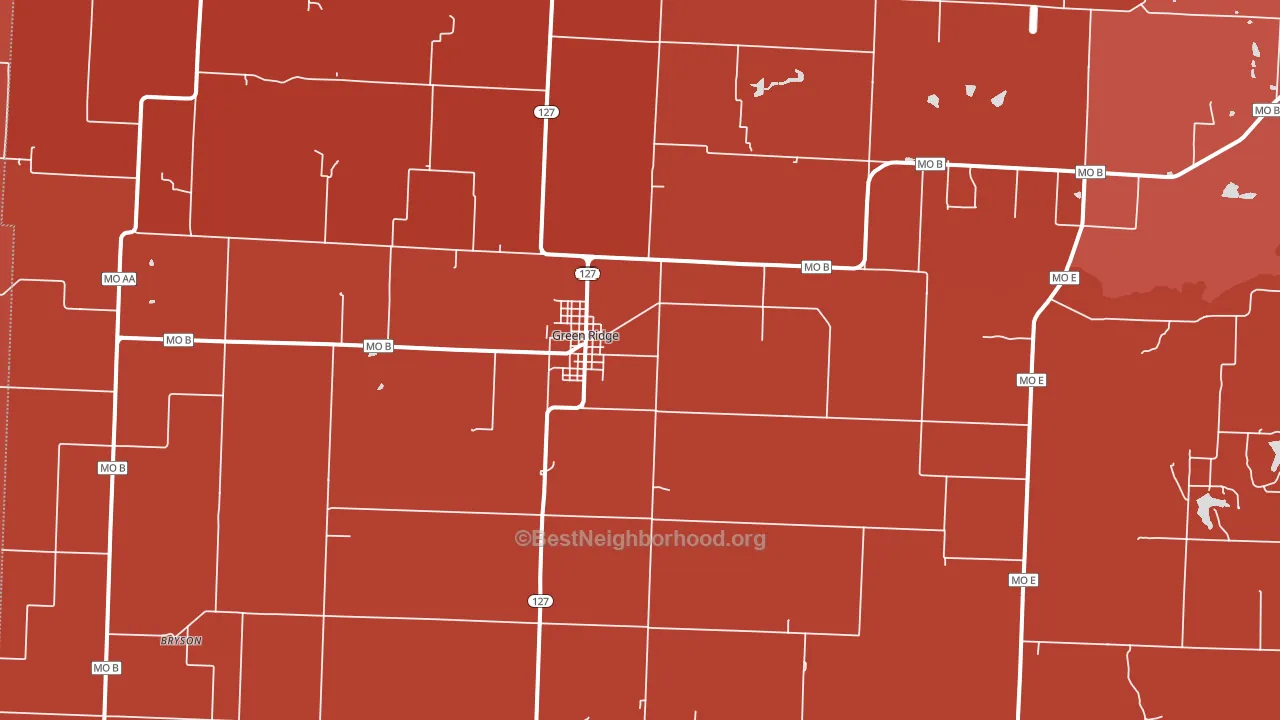 Green Ridge, MO block-group political-lean map
