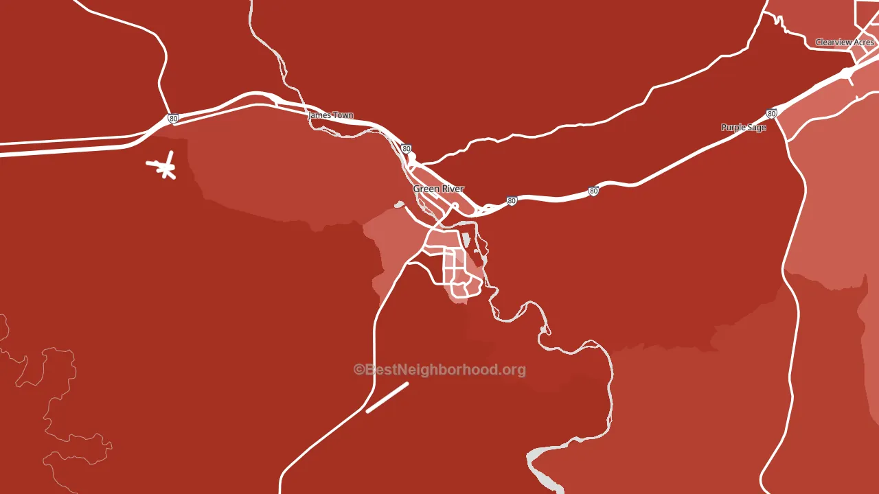 Green River, WY block-group political-lean map