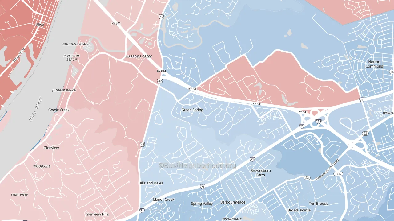 Green Spring, KY block-group political-lean map