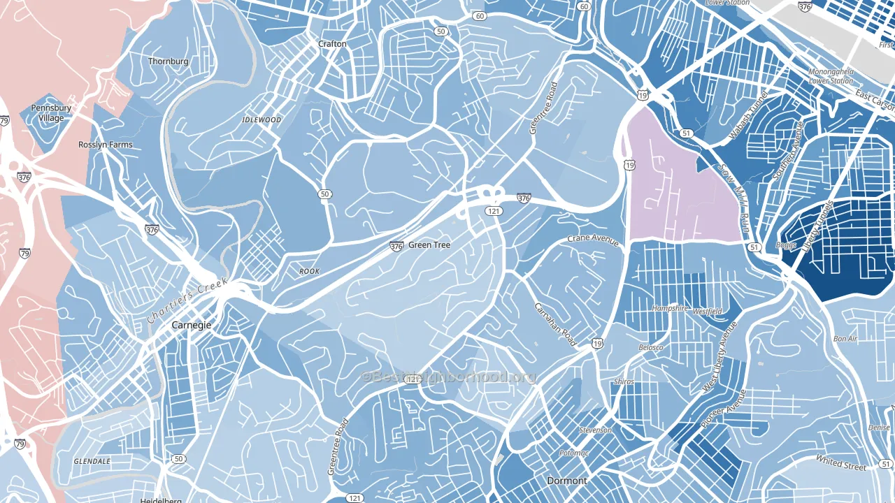 Green Tree, PA block-group political-lean map