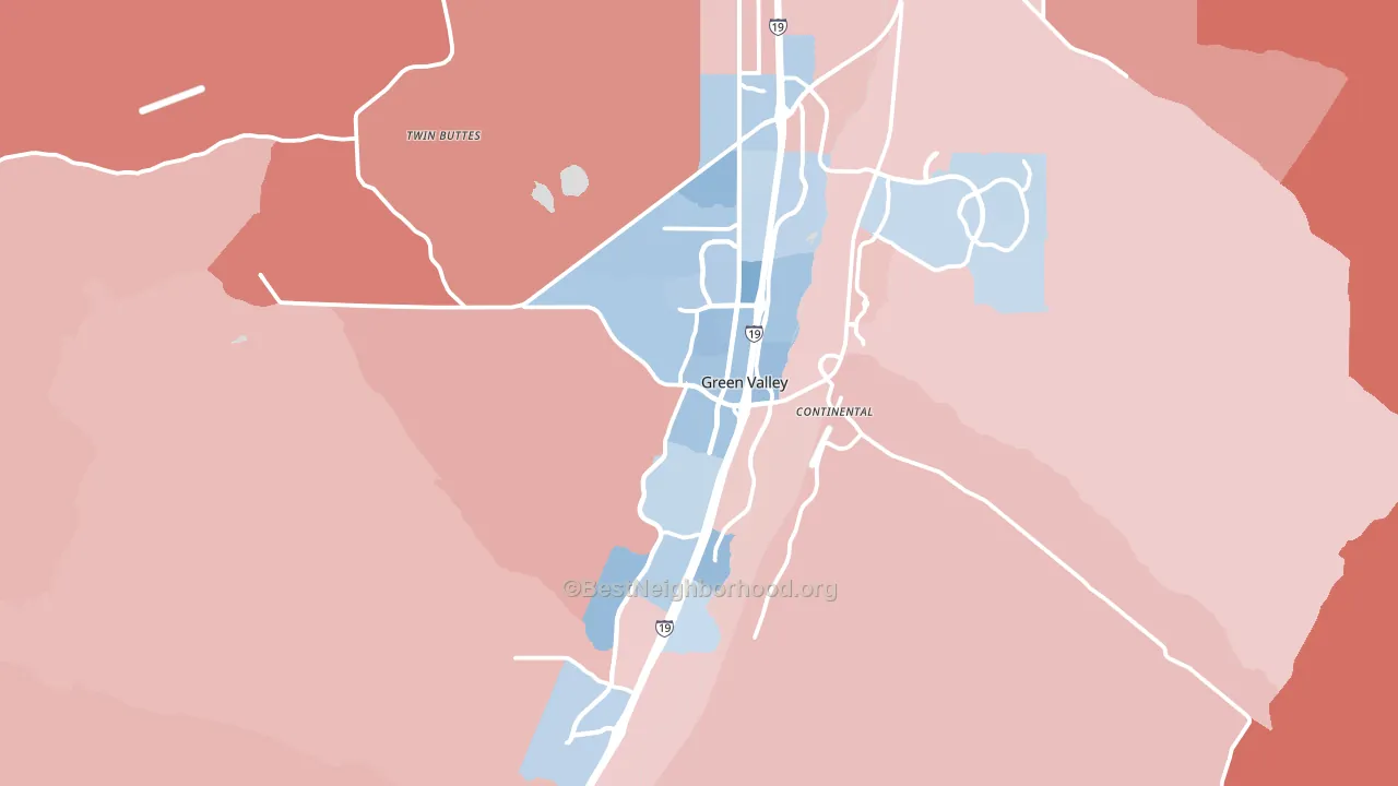Green Valley, AZ block-group political-lean map