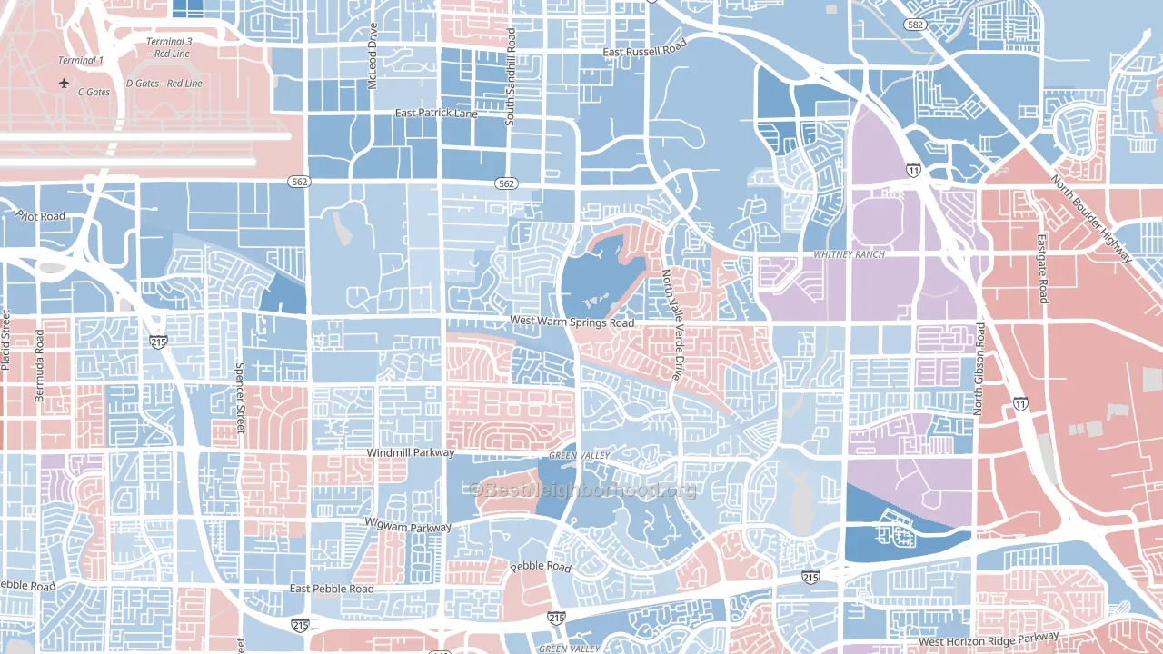 Green Valley North, Henderson, NV block-group political-lean map