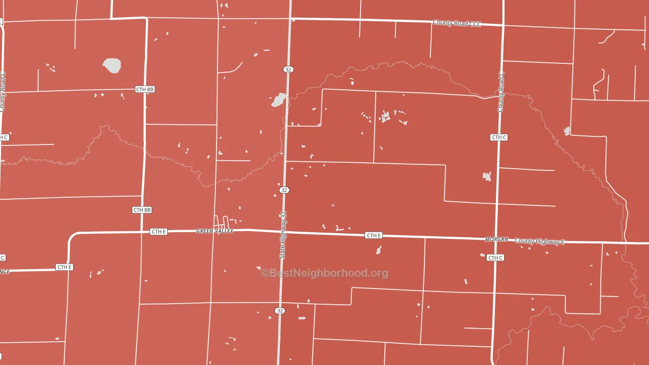 Green Valley, WI block-group political-lean map