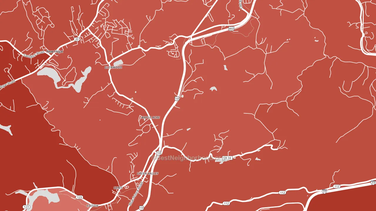 Green Valley, WV block-group political-lean map