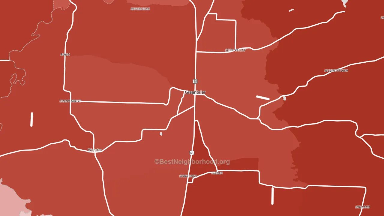 Greenbrier, AR block-group political-lean map