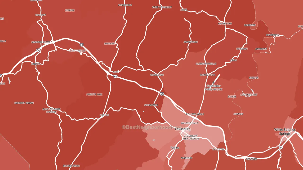 Greenbrier County, WV block-group political-lean map