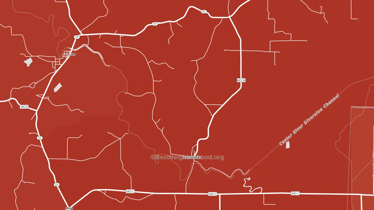 Greenbrier, MO block-group political-lean map