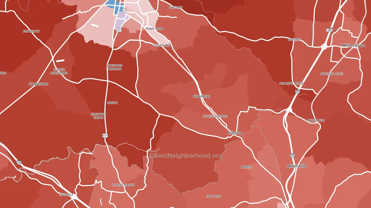 Greenbrier, TN block-group political-lean map