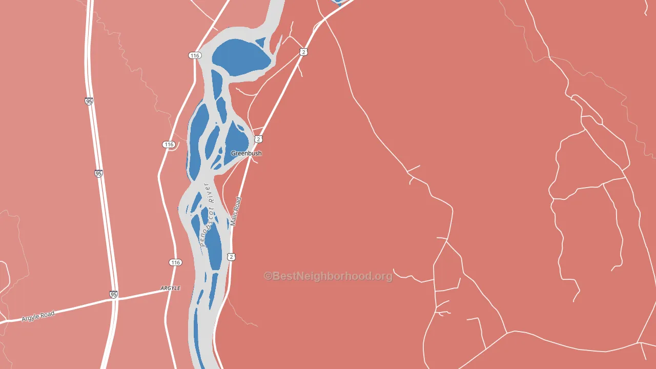 Greenbush, ME block-group political-lean map