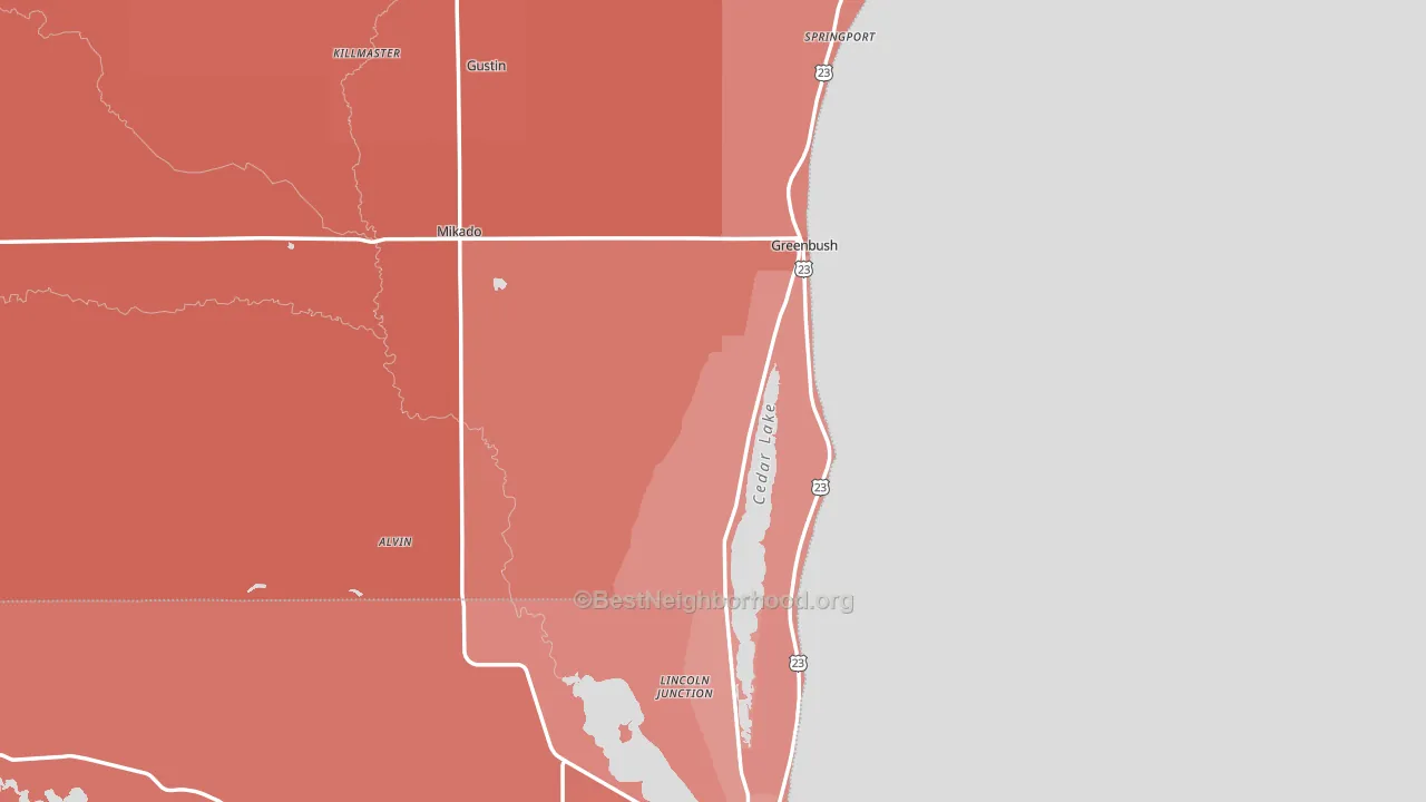 Greenbush, MI block-group political-lean map