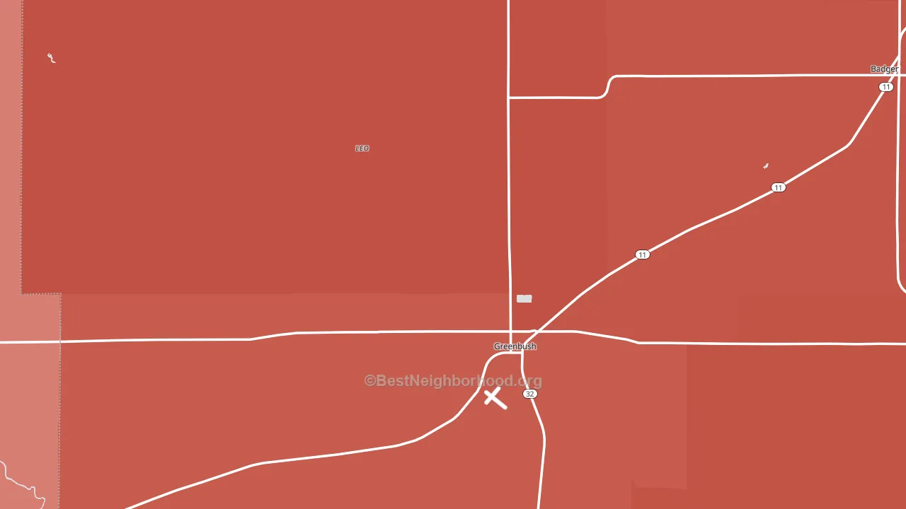 Greenbush, MN block-group political-lean map