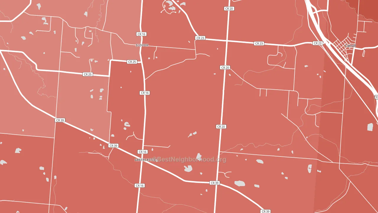 Greencastle, OH block-group political-lean map