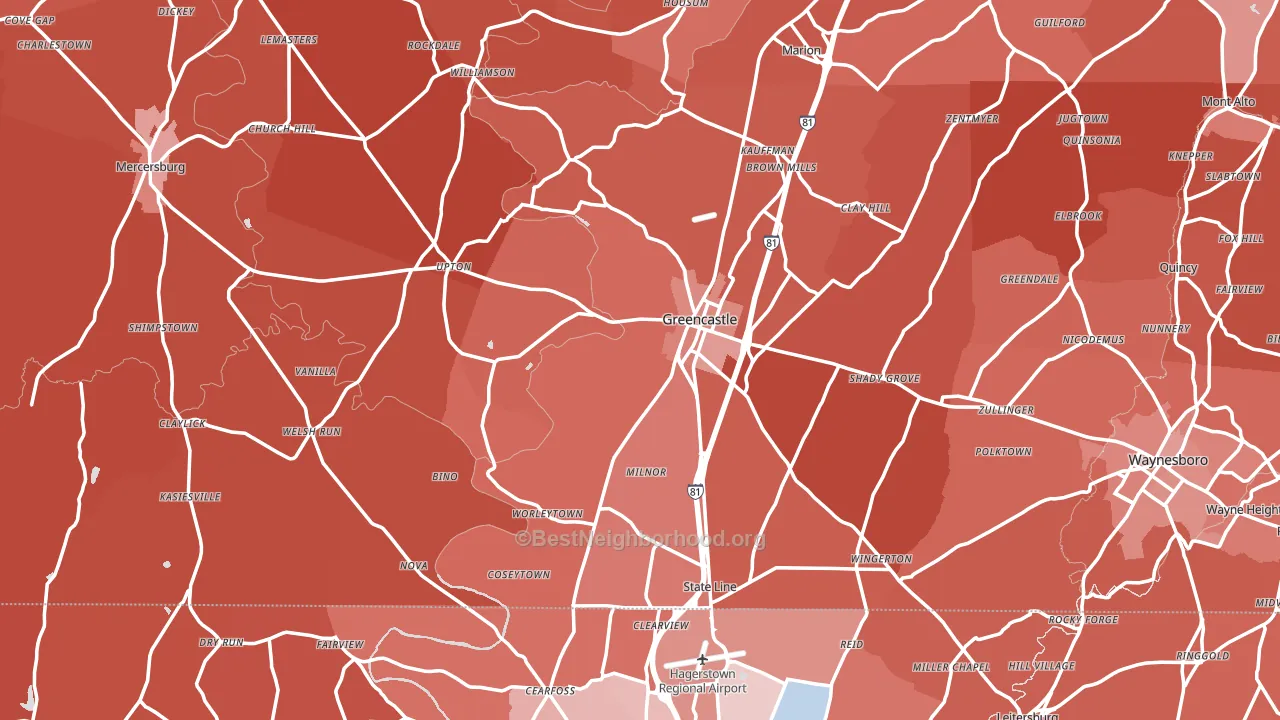Greencastle, PA block-group political-lean map
